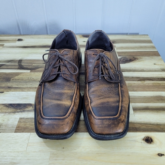 Vintage BASS Mens Size 9.5 Lace Up Oxford Dress Shoes Aged Leather NICE Patina